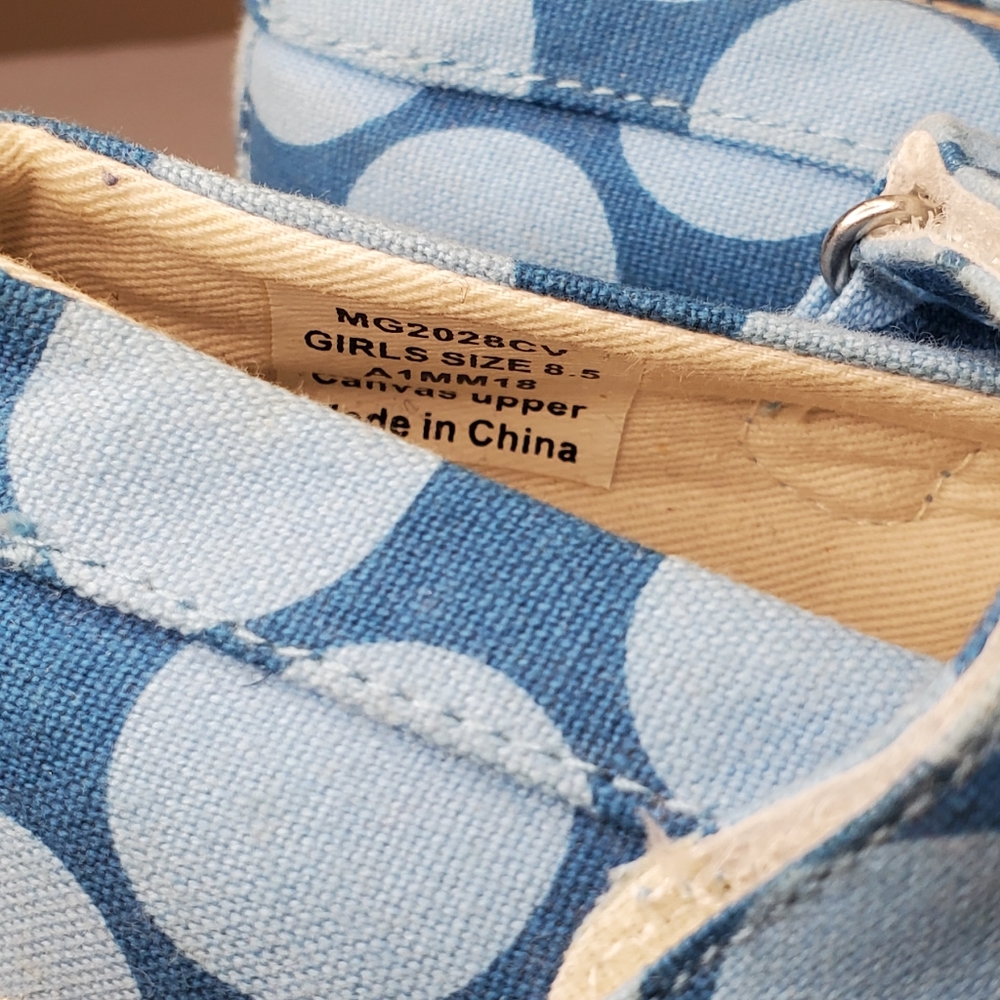 Morgan & Milo Girls Canvas Polka Dot Blue Shoes 8.5 - Picture 4 of 9